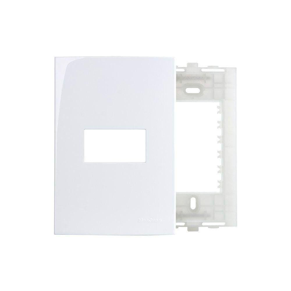Placa Com Suporte Margirius Sleek 4x2 Para 1 Módulo Horizontal Branca