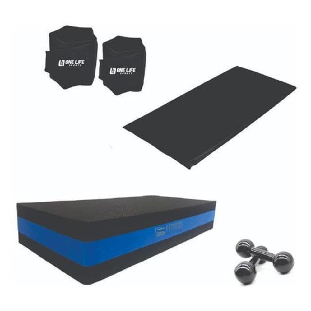 Kit Aeróbico Caneleira 2 Kg + Step + Halter 2Kg + Colchonete