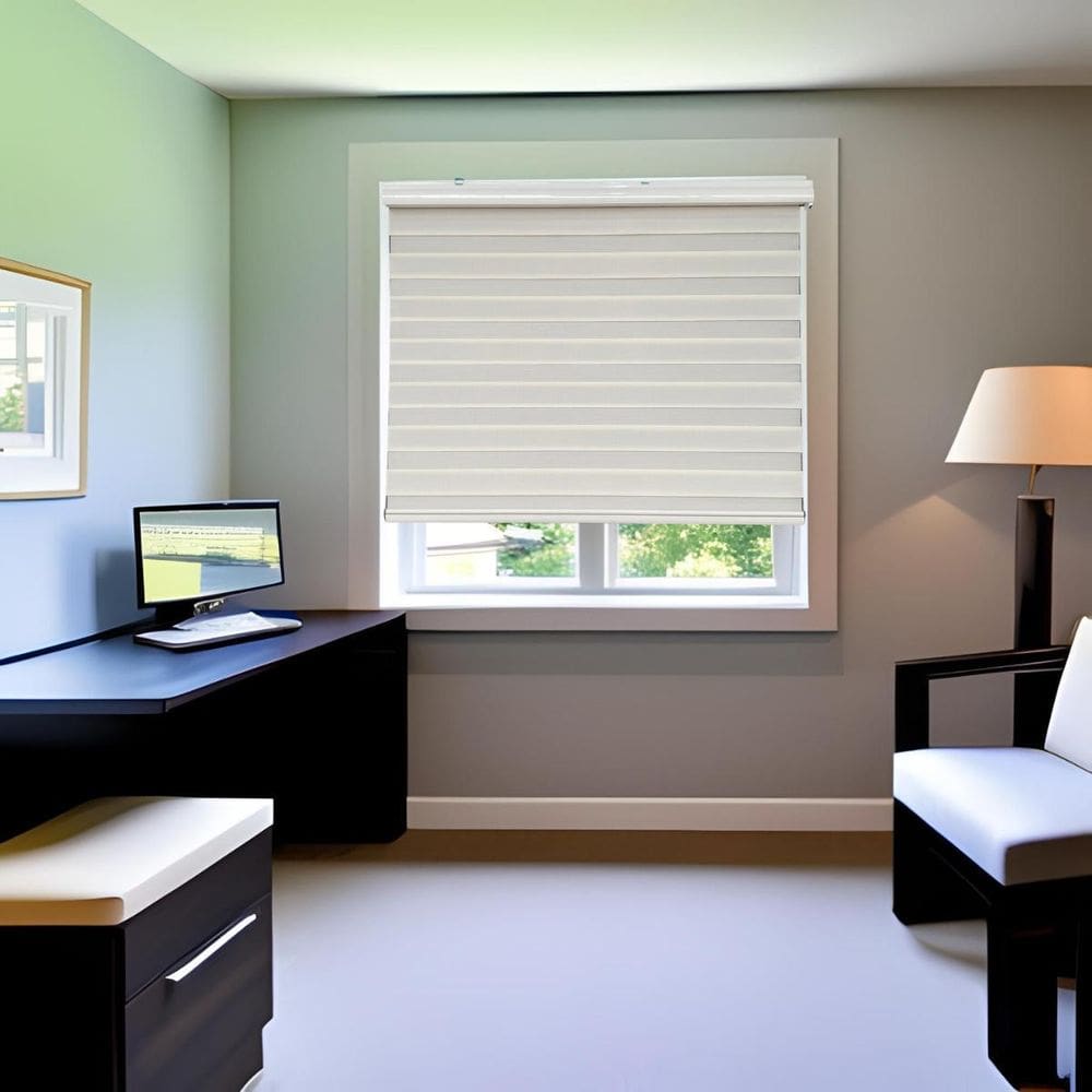 Persiana Rolo Double Vision Bege Zebra Bandô 140 L X 160 A