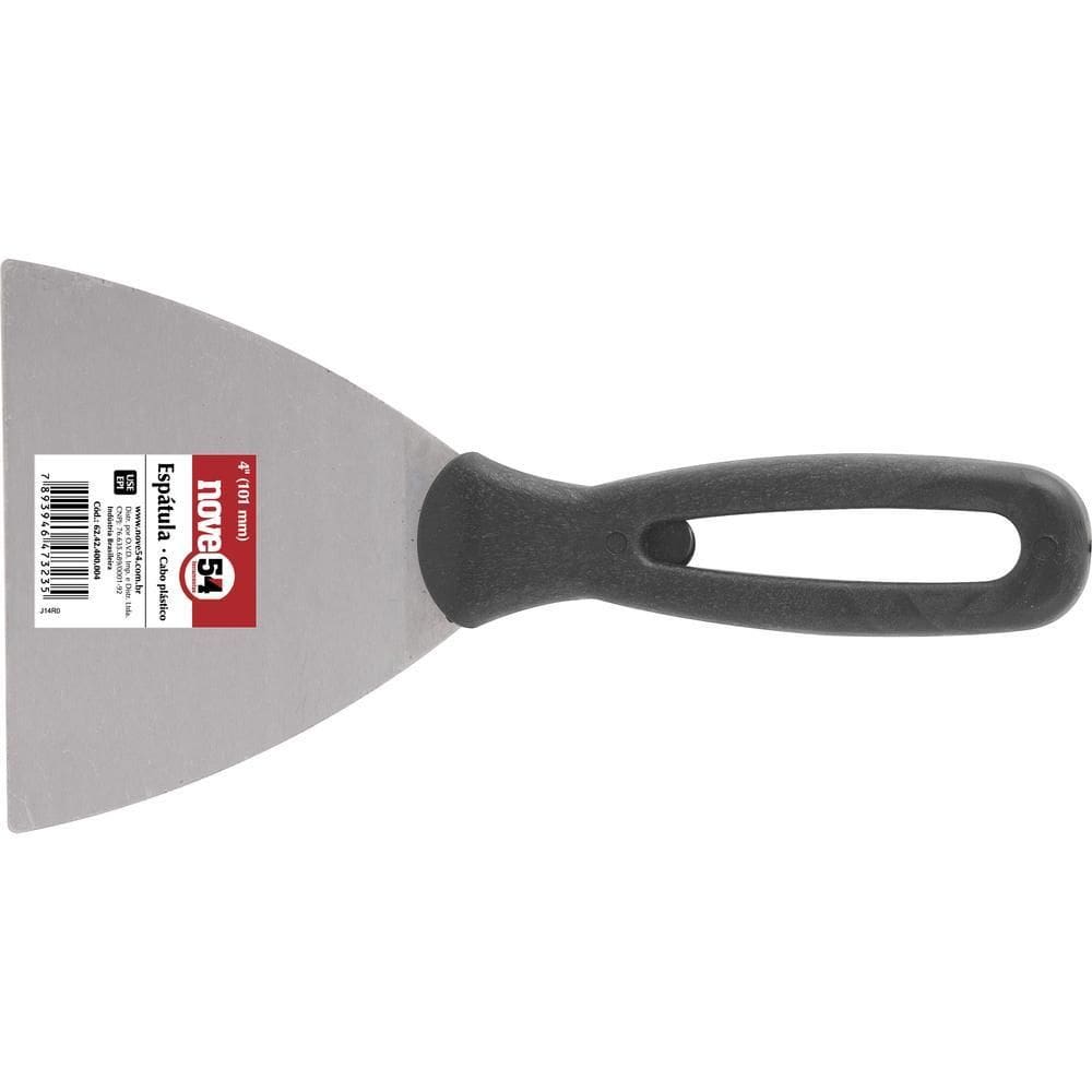 Espátula Betumadeira Aço Carbono 4 10,1Cm Cabo Plástico - N