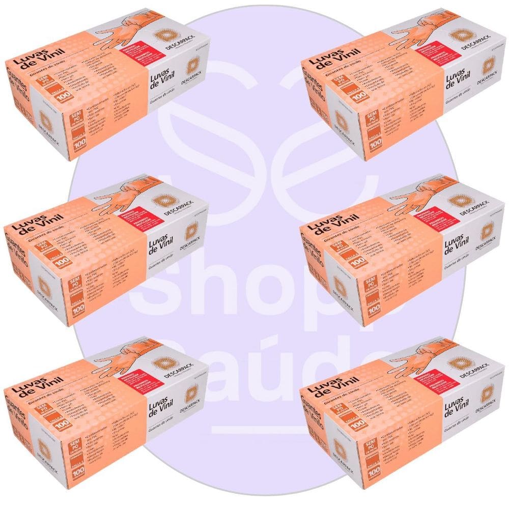 Kit 06 Luvas De Vinil Descartável G Sem Pó - Descarpack