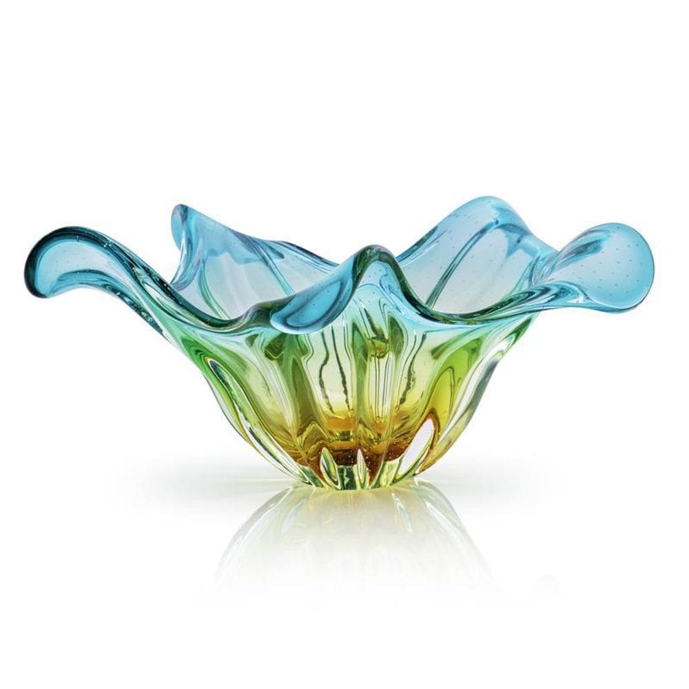 Centro De Mesa Cristal Murano Verde E Âmbar São Marcos 50Cm