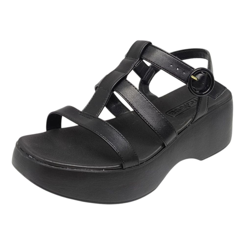 Sandália Feminina Plataforma Média Conforto Clássica Moleca