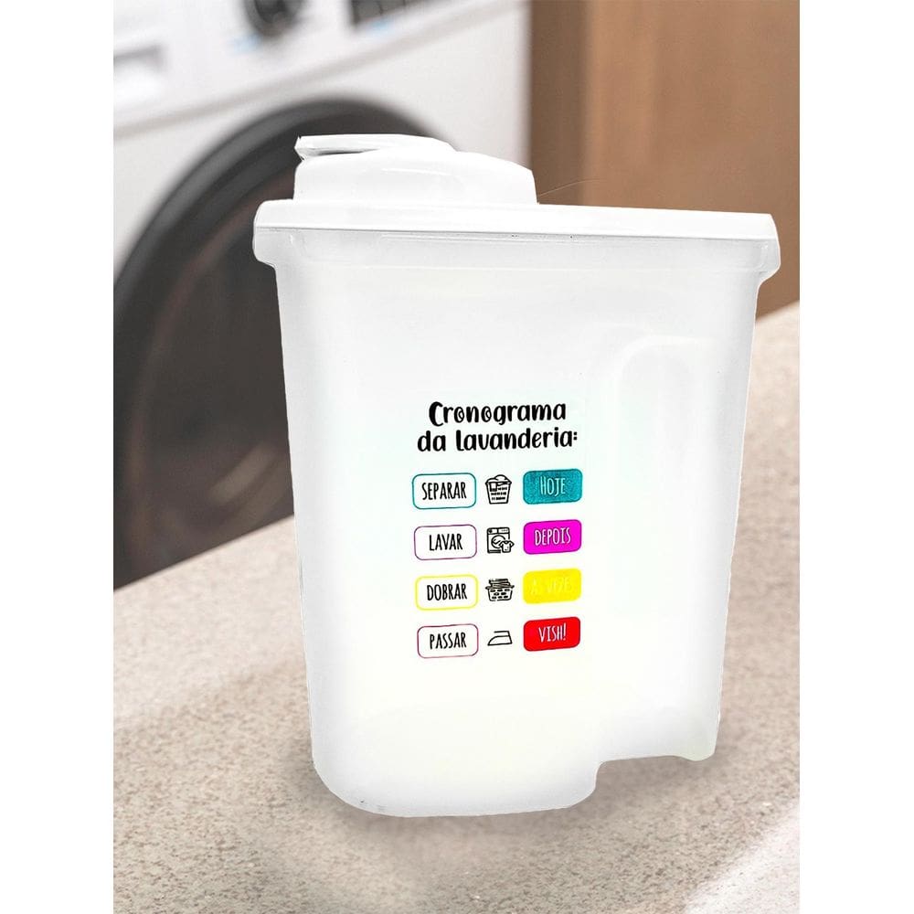 Porta Sabão Em Pó Com Tampa 2Kg Multiuso Lavanderia - Branco