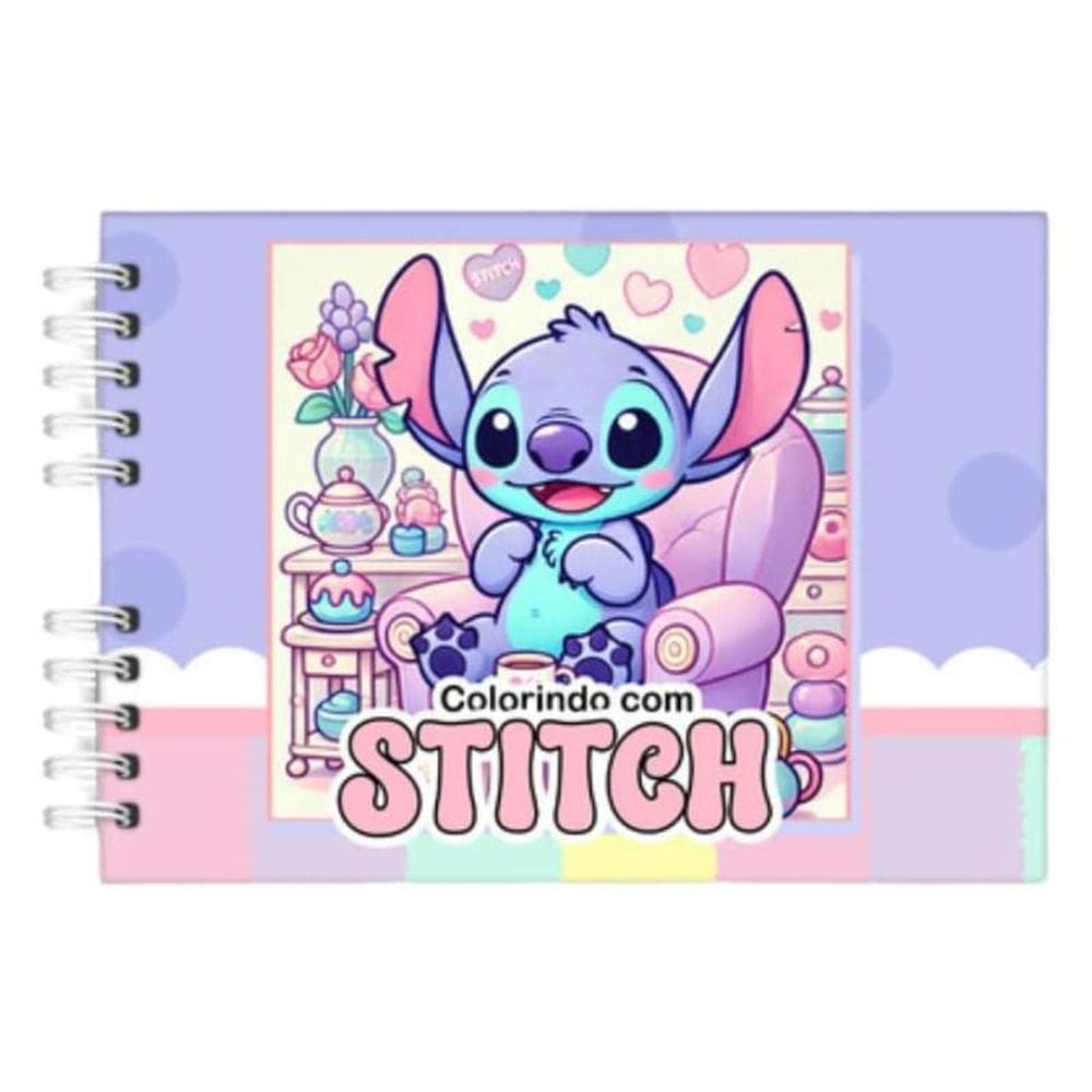 Livro Colorir Stitch Fofo Infantil Caderno Desenho Pintar 50