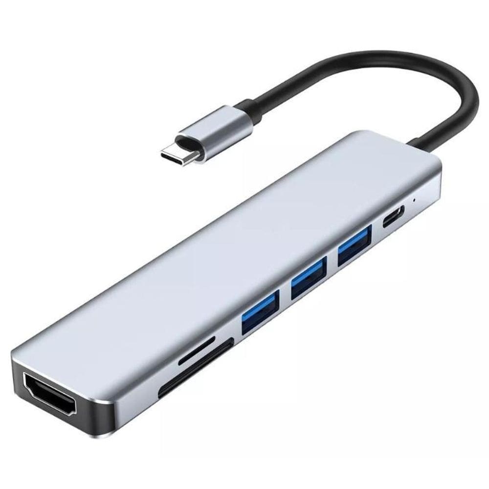 Hub Adaptador 7 Em 1 Tipo C Usb 3.0 Hdmi Usbc Micro Sd Tf Pd
