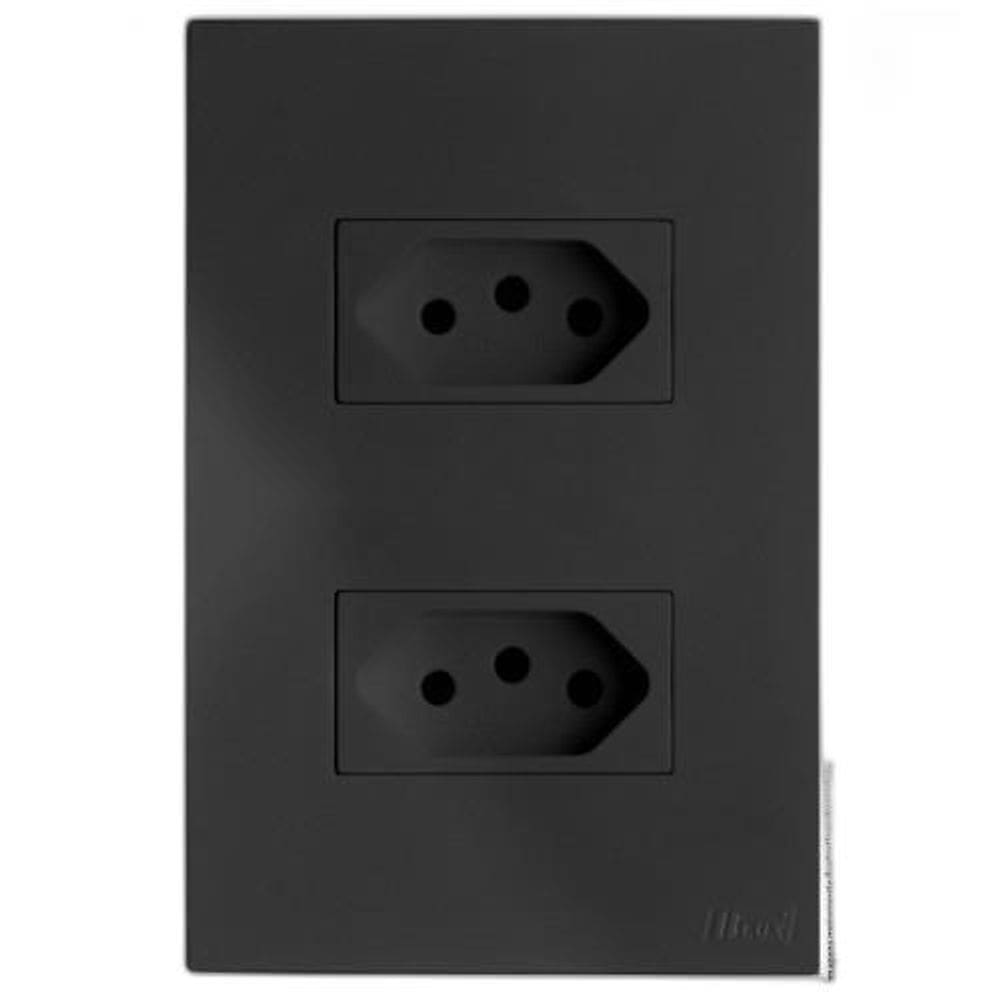 Cj Tomada Dupla 20A 4X2 - Recta Home Grafite Satin Fosco