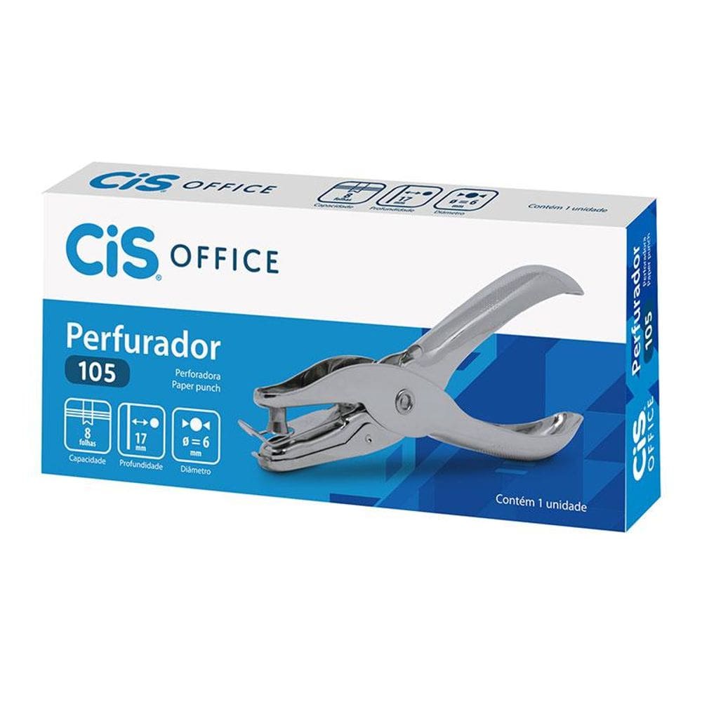 Perfurador de papel alicate 1 furo até 8 fls 105 Cis