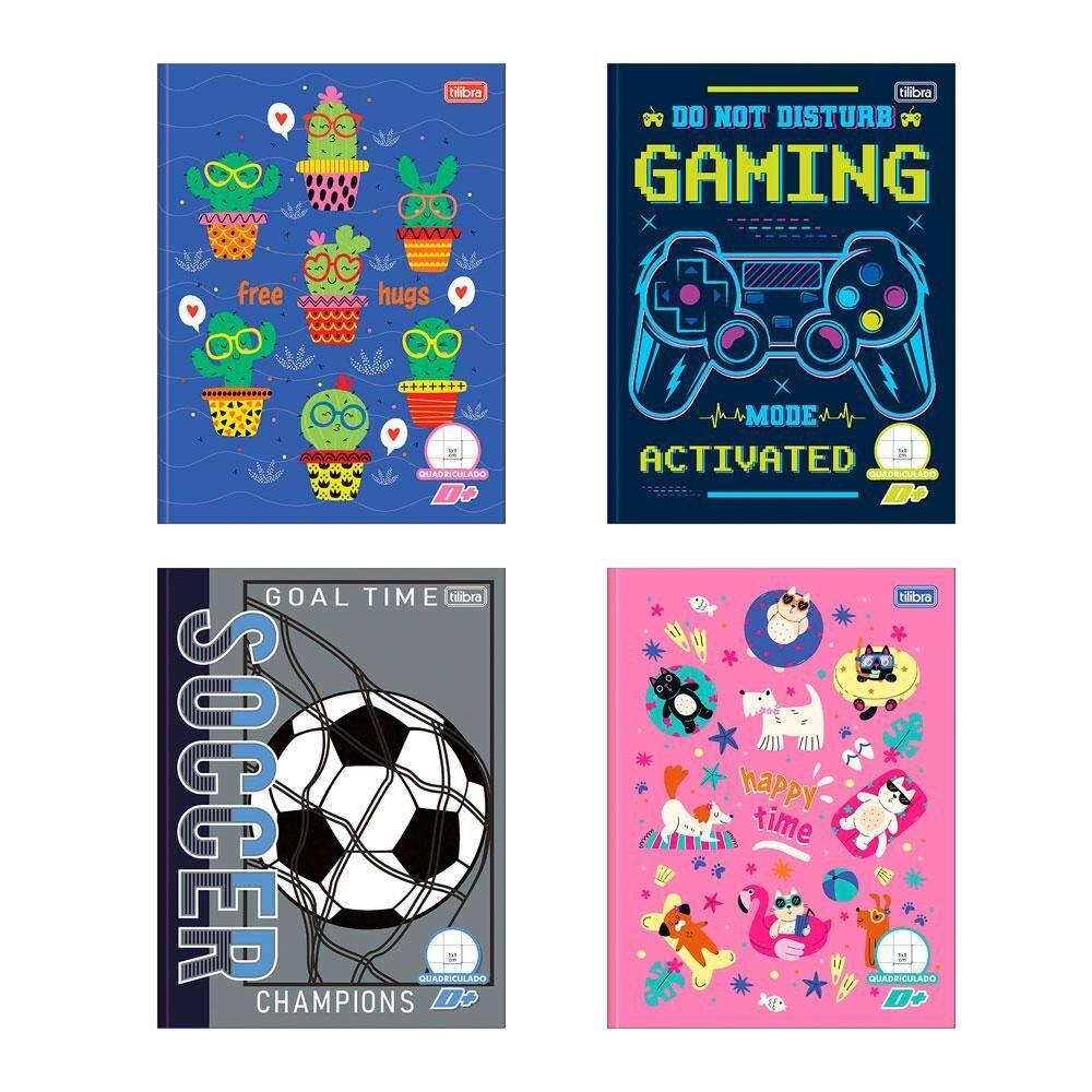 Caderno brochura capa dura quadriculado 40fls D mais Tilibra