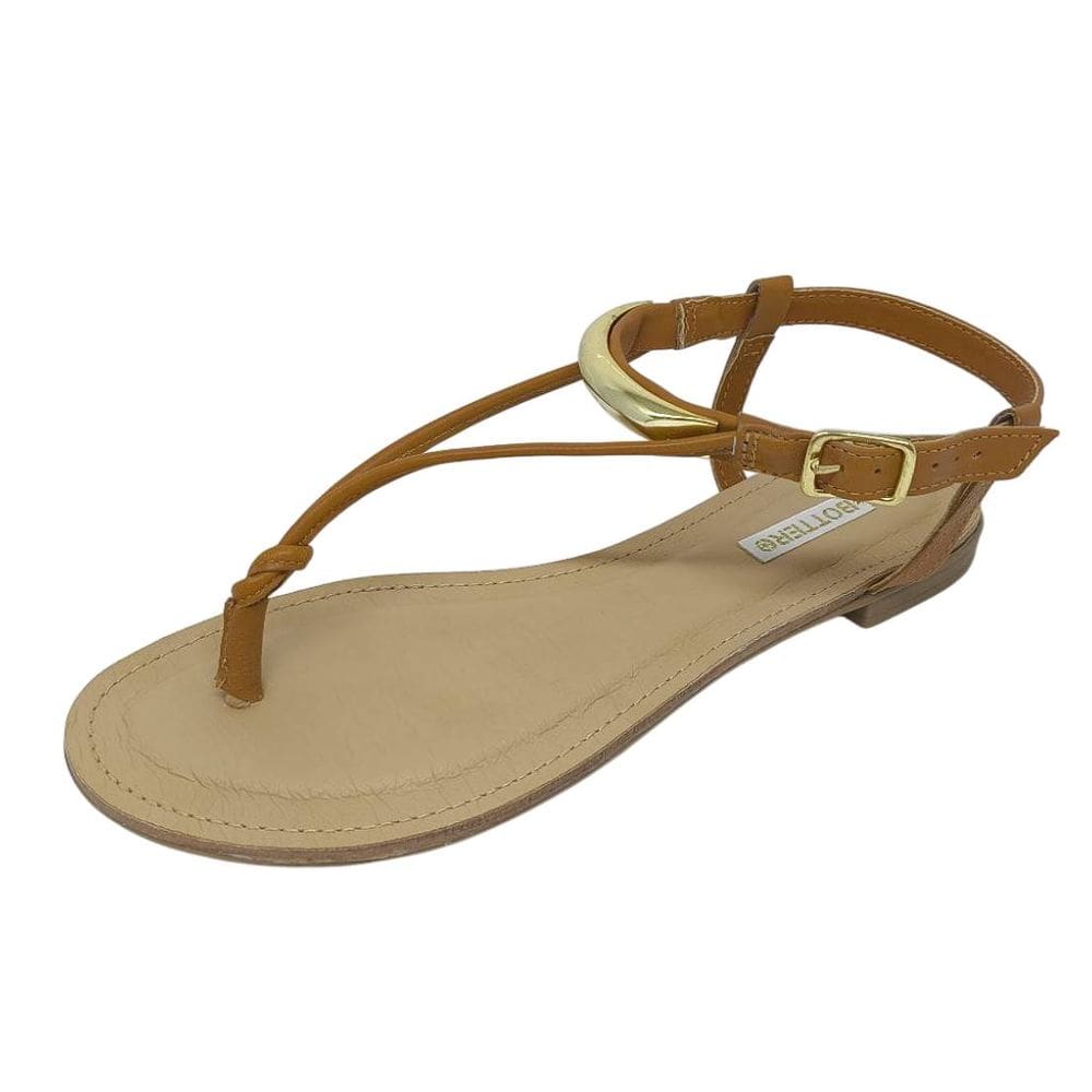 Sandalia Feminina Rasteira Couro Moda Macio Bottero