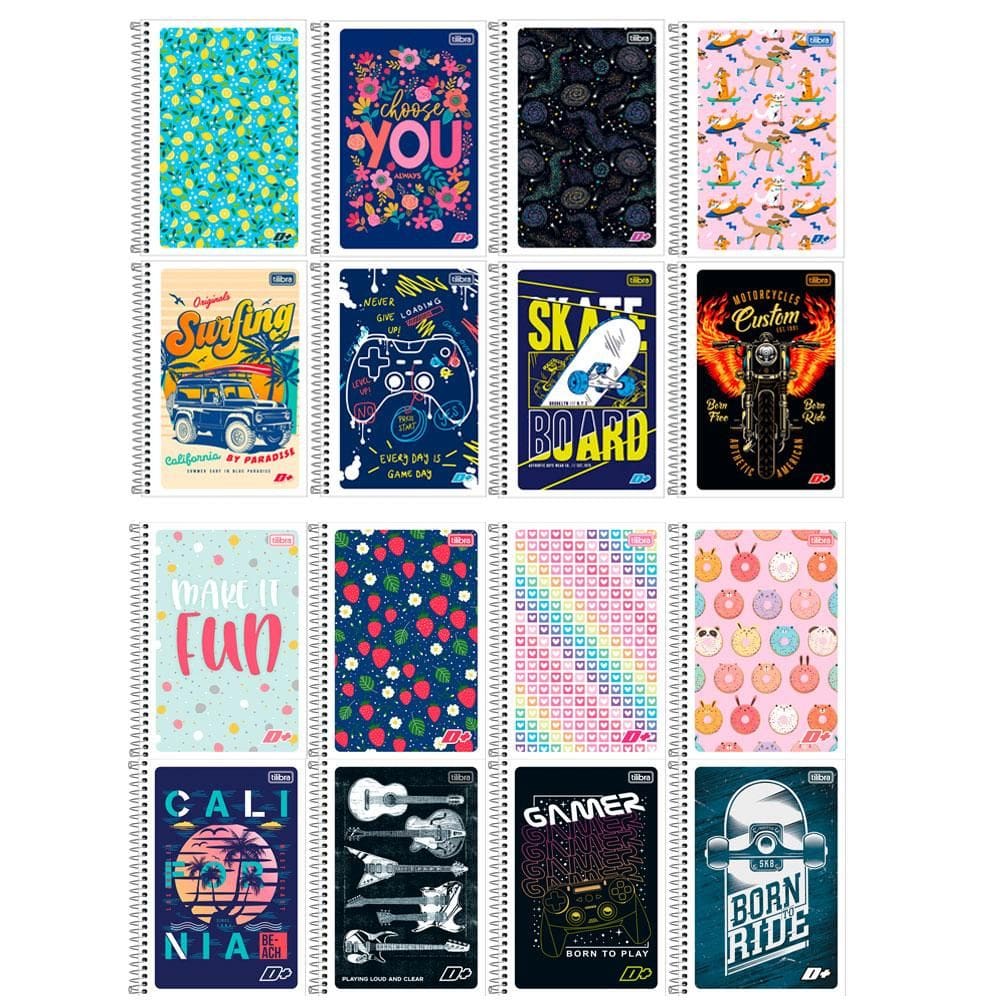 Caderno espiral capa flexível 1/4 48 folhas D Mais Tilibra