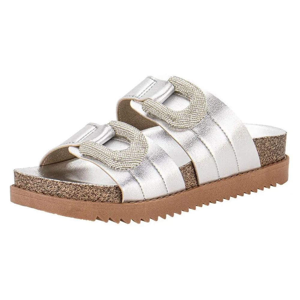 Chinelo Feminino Slide Anatômico Estilo Metalizado Moleca