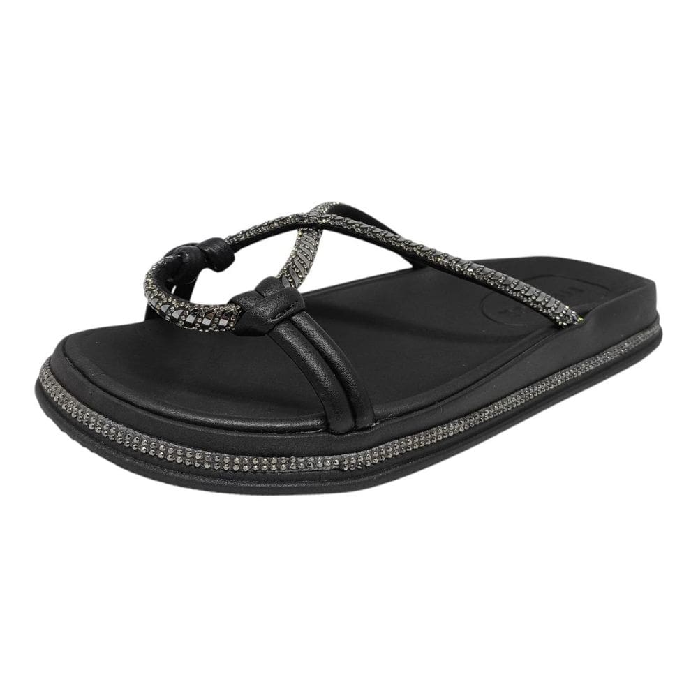 Chinelo Feminino Papete Conforto Brilho Flatform Moleca