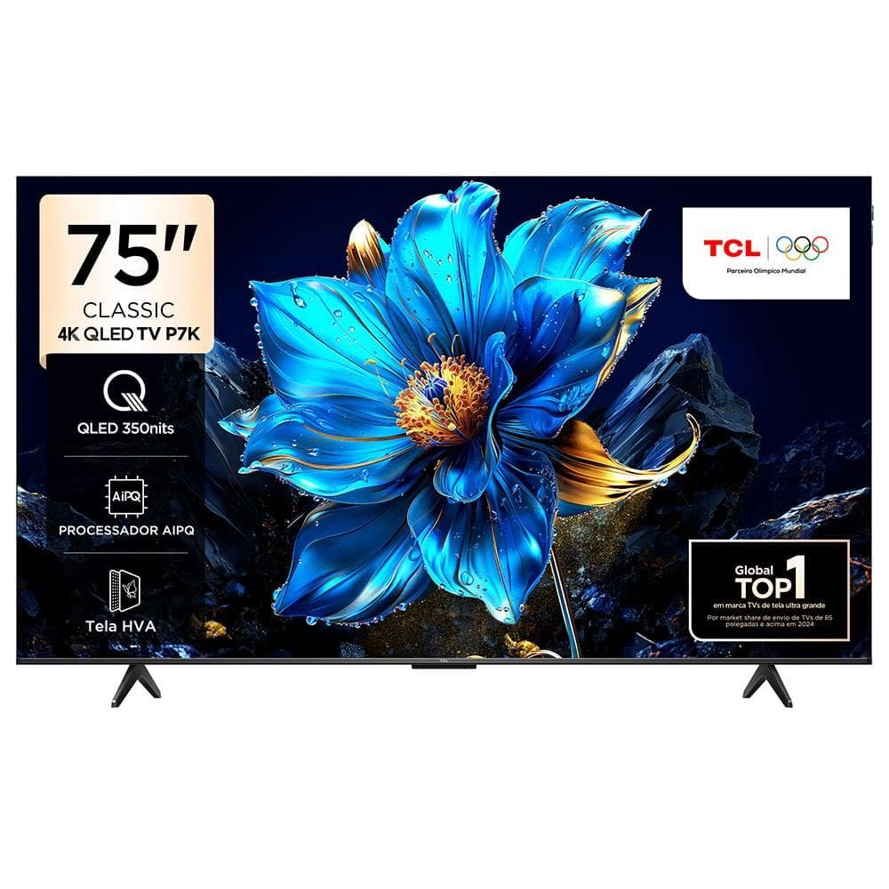Smart TV 4K TCL Classic QLED 75” Polegadas com HDMI 2.1, Dolby Vision, Dolby Atmos e Wi-Fi Dual Band - 75P7K