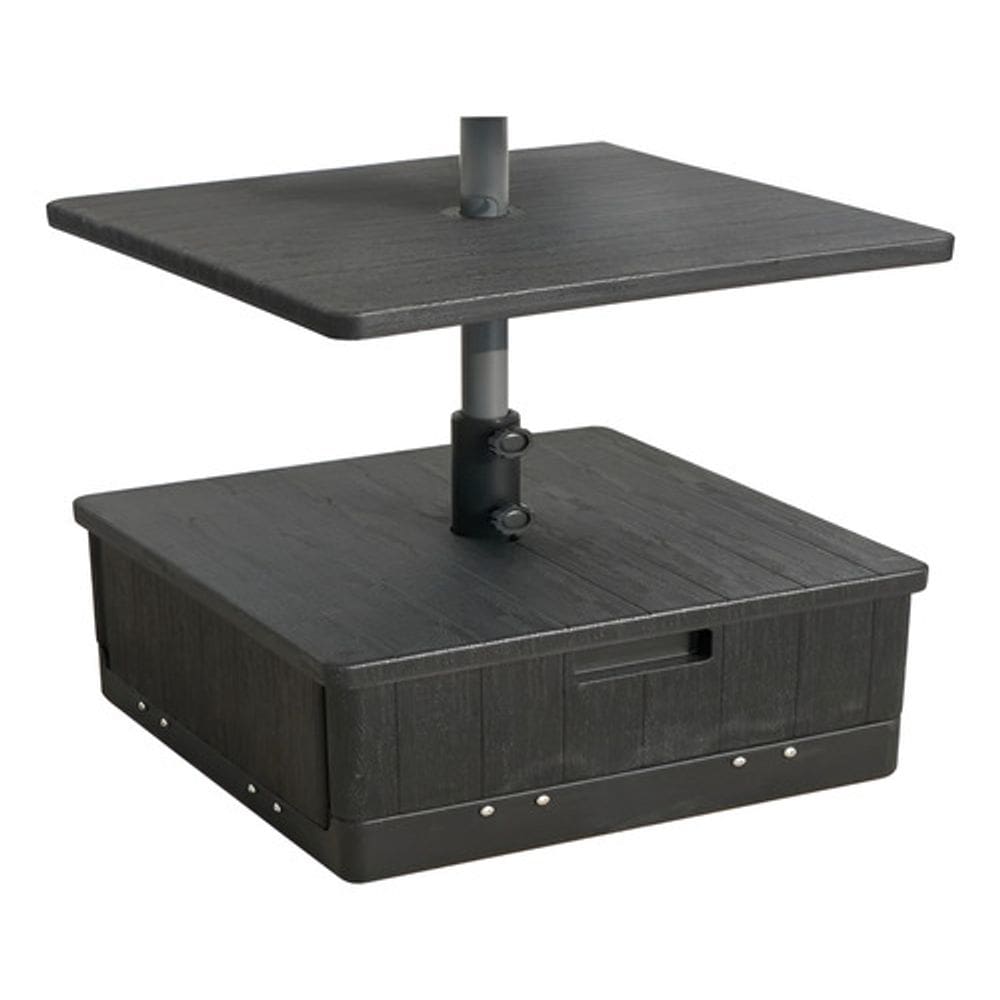 Mesa + Base Suporte Ombrelone Guarda-sol 3 Em 1 53x53x30cm Marrom