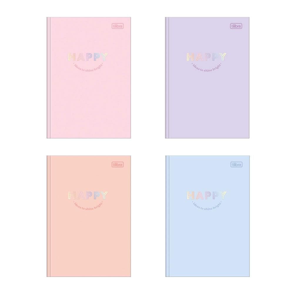 Caderno brochura capa dura 1/4 80 folhas Happy Tilibra