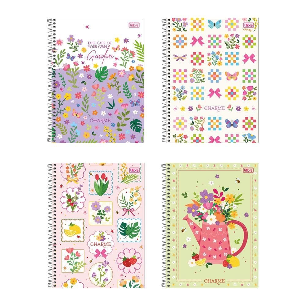 Caderno espiral capa dura univ 10x1 160fls Charme Tilibra