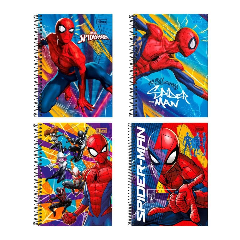 Caderno espiral capa dura 1/4 80 fls Homem Aranha Tilibra