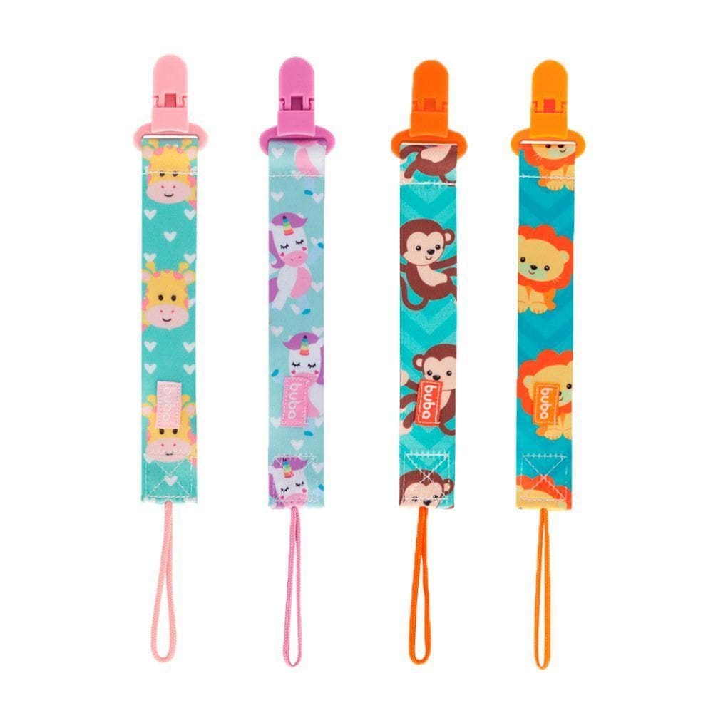 Kit 4 Prendedores Chupeta Infantil Estampado Bico Bebê Clipe