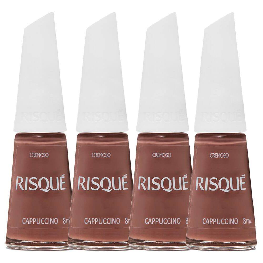 Kit 4 Esmalte Risqué Nudes Cremosos Cor Cappuccino 8ml