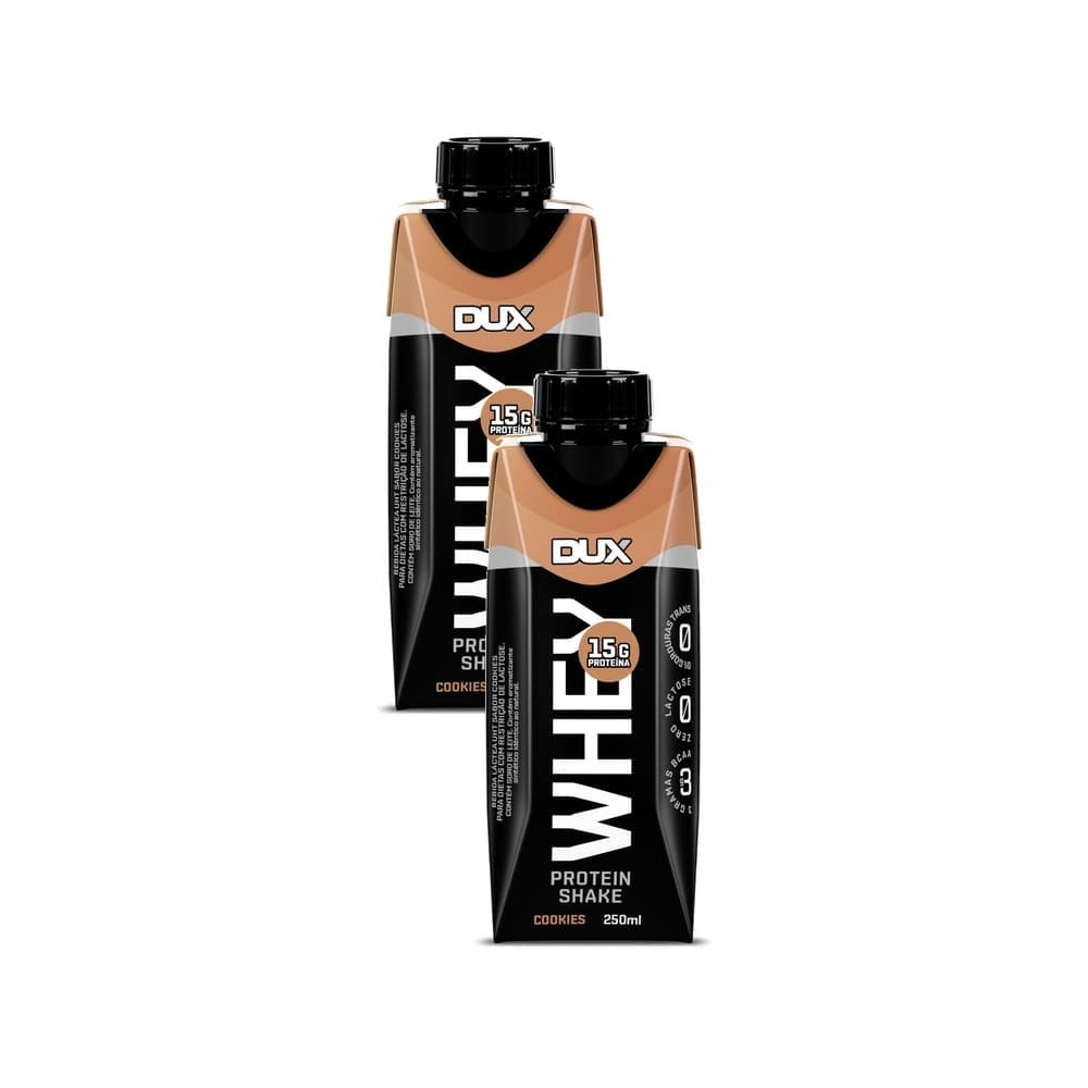 Kit 2 Bebida Láctea UHT Whey Protein Shake Dux Sabor Cookies com 15g de Proteína 250ml