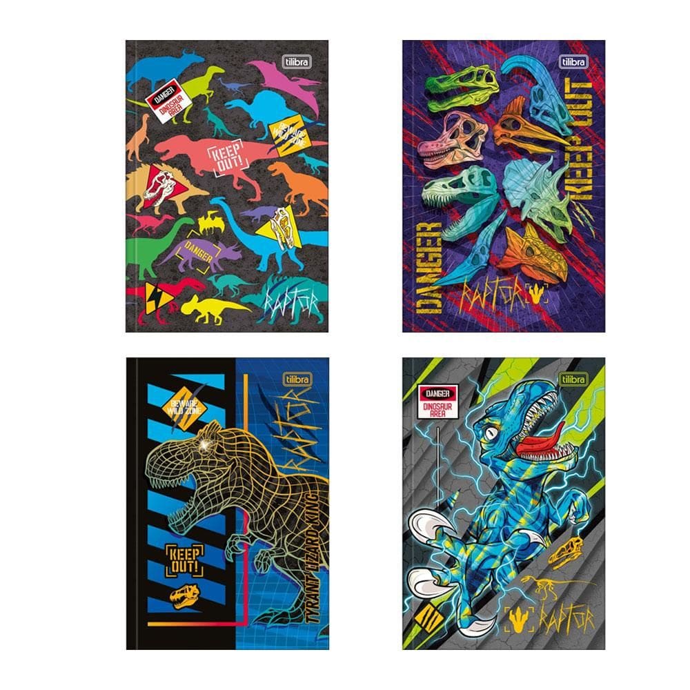 Caderno brochura capa dura 1/4 80 fls Raptor Tilibra