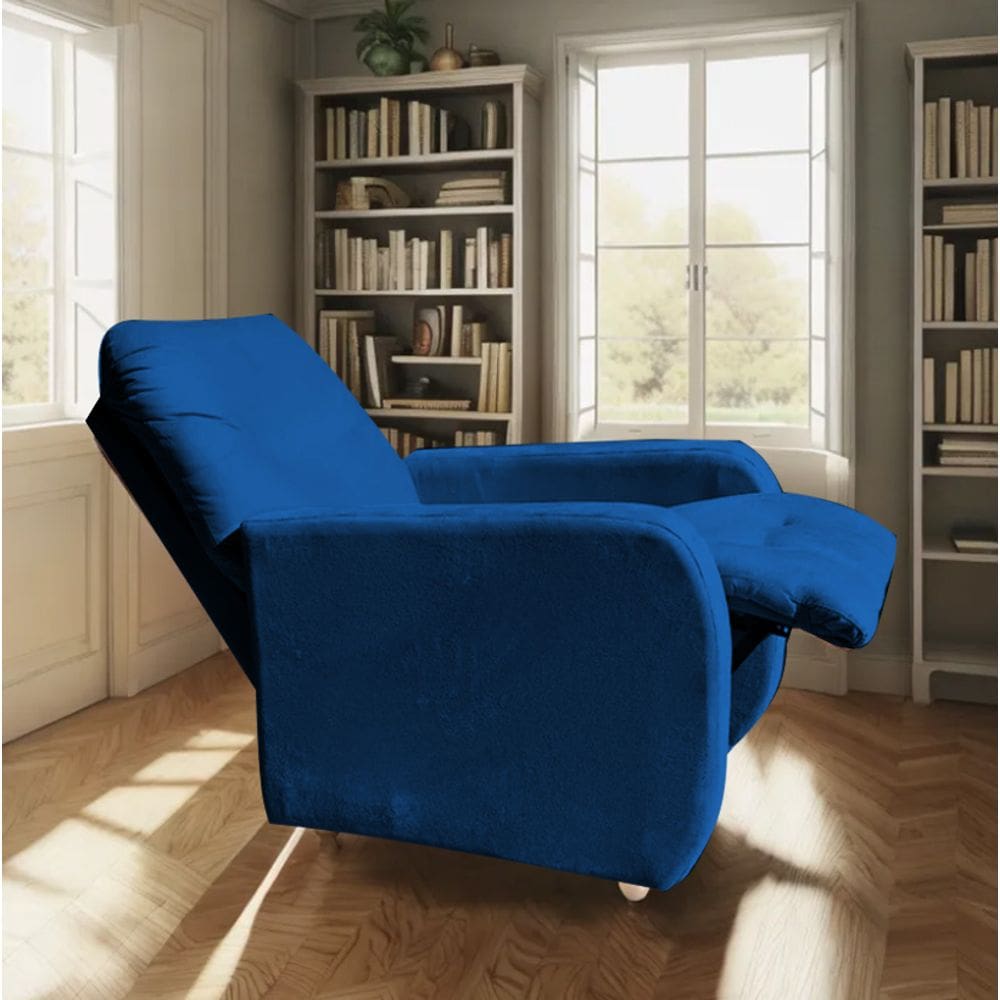 Poltrona Para Extensão De Cílios Reclinável Suede Imperio Moderno Marinho