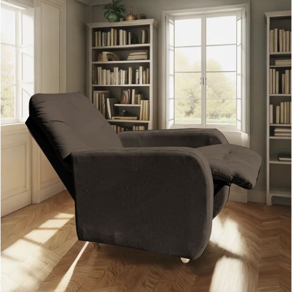 Poltrona Para Extensão De Cílios Reclinável Suede Imperio Moderno Marrom