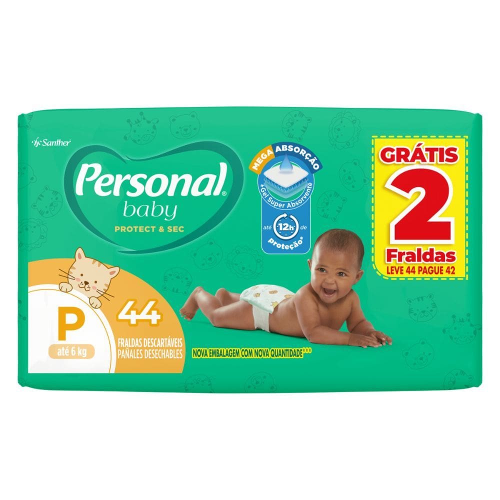 Fralda Personal Baby Protect & Sec Tamanho P 44 Fraldas Descartáveis