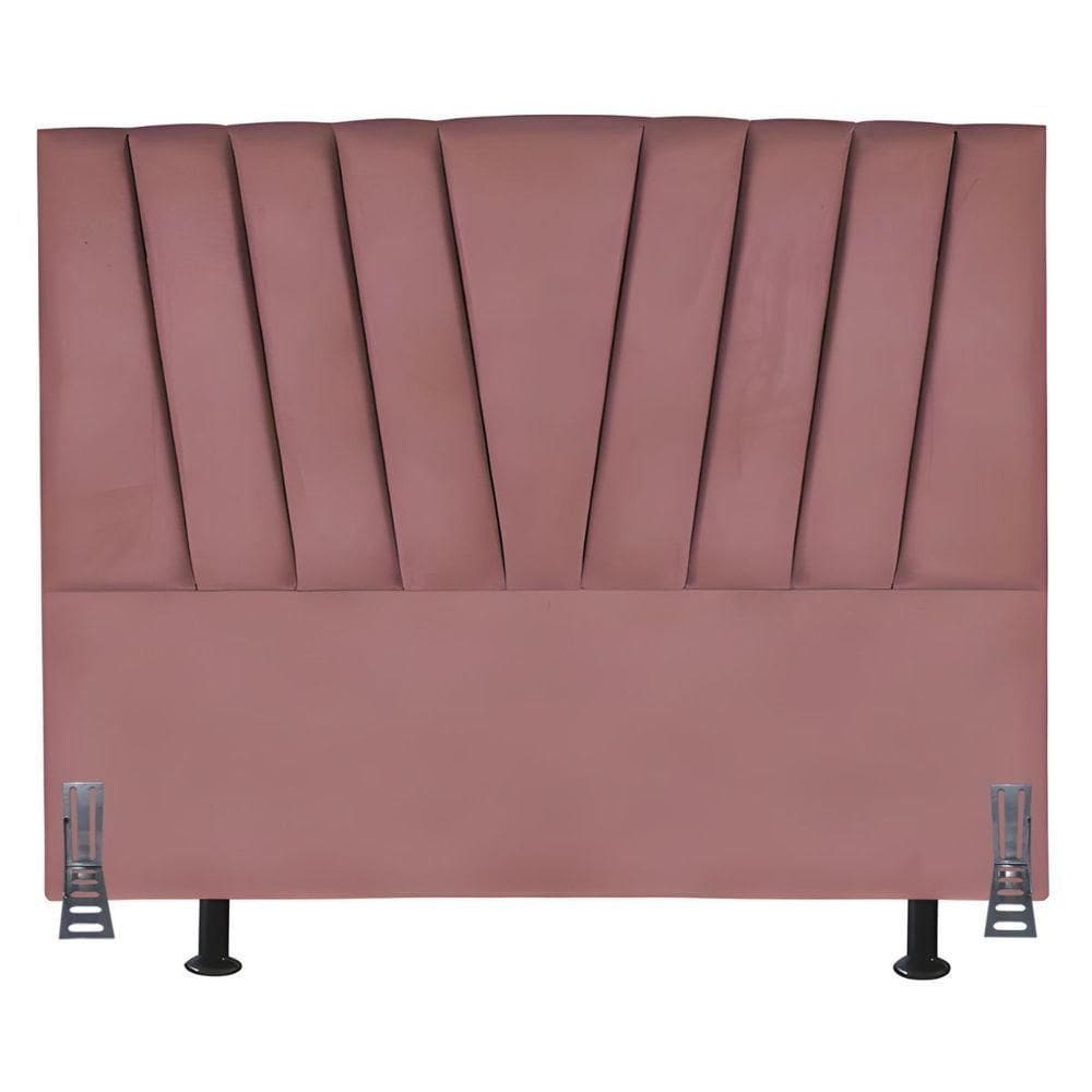 Cabeceira Cama Box Queen 160 Cm Safira Em Veludo Com Frame Rosê