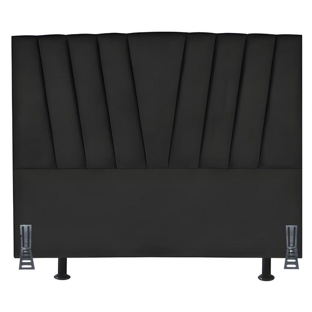Cabeceira Cama Box Queen 160 Cm Safira Em Corino Com Frame Preto