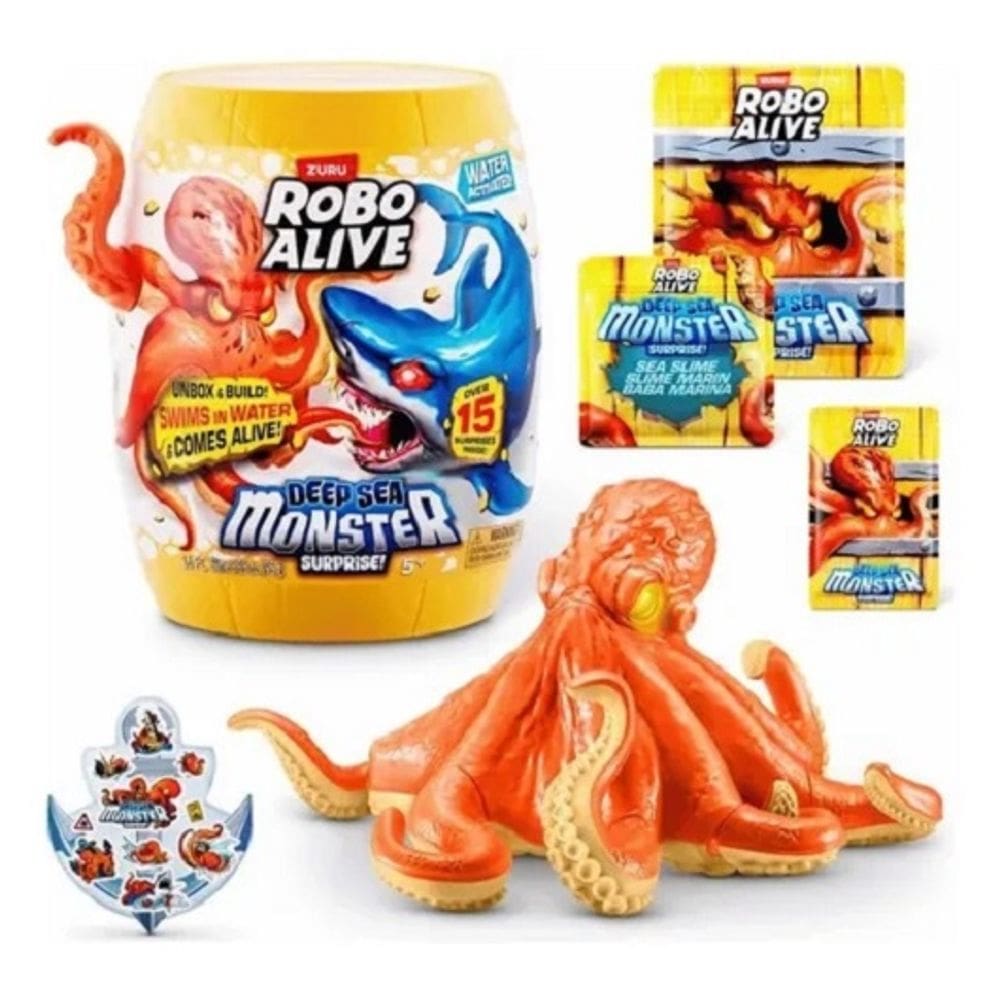 Robo Alive Monstros Marinhos – Se Ativa Dentro D’Agua – Luz e Movimento – Polvo – Candide