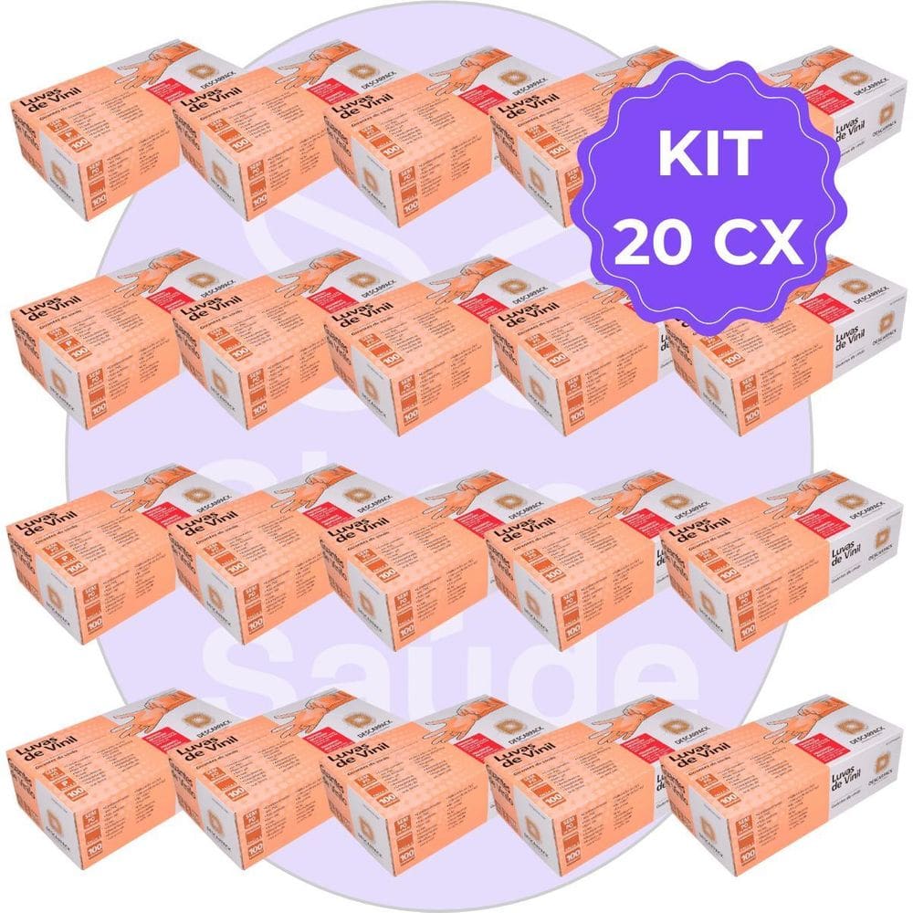 Kit 20 Luvas De Vinil Descartável P Sem Pó - Descarpack