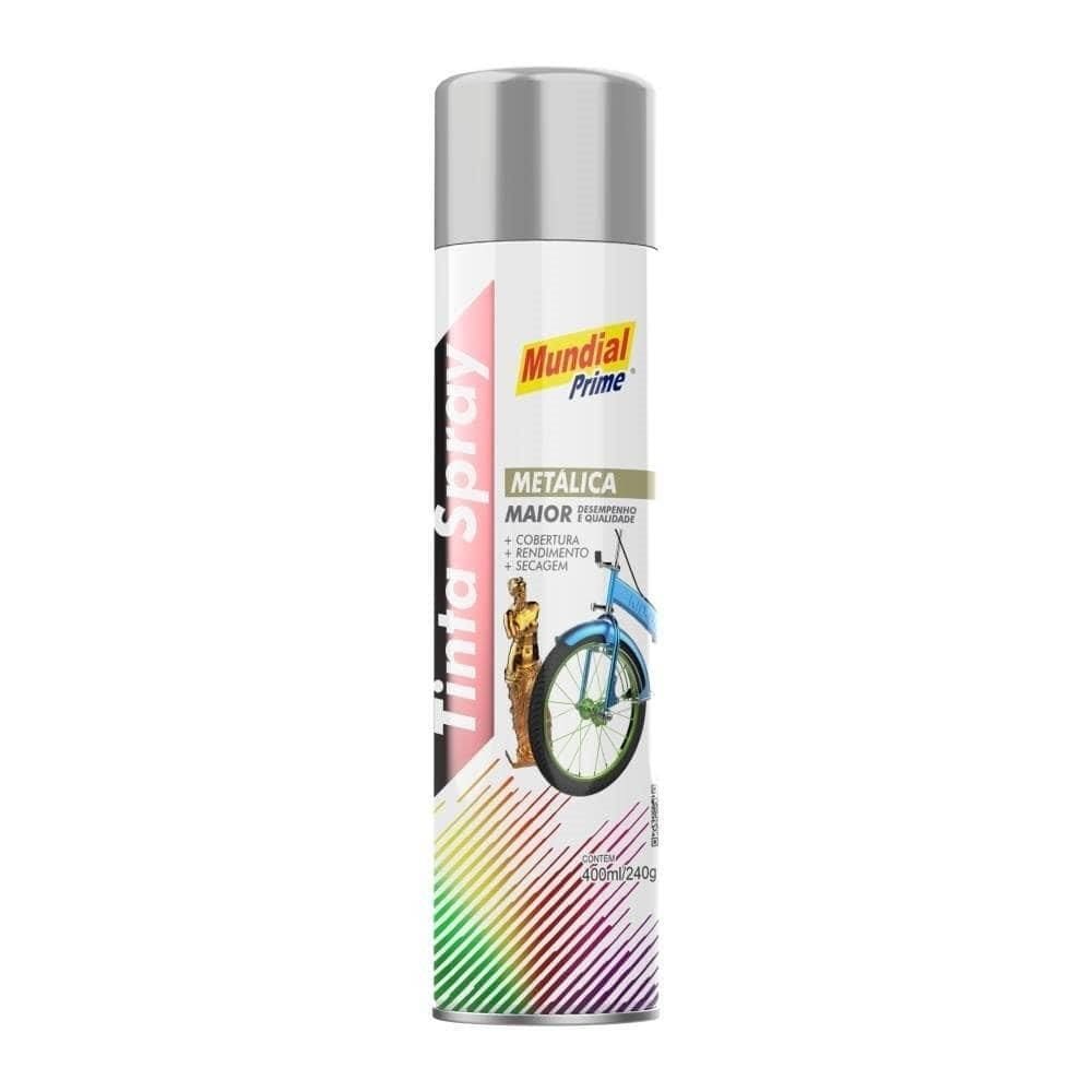 Tinta Spray Mundial Prime Metálica Prata 400ml