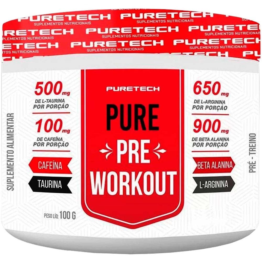 Pre Treino Puretech Pure Pre Work Pote 100g Sabor Uva