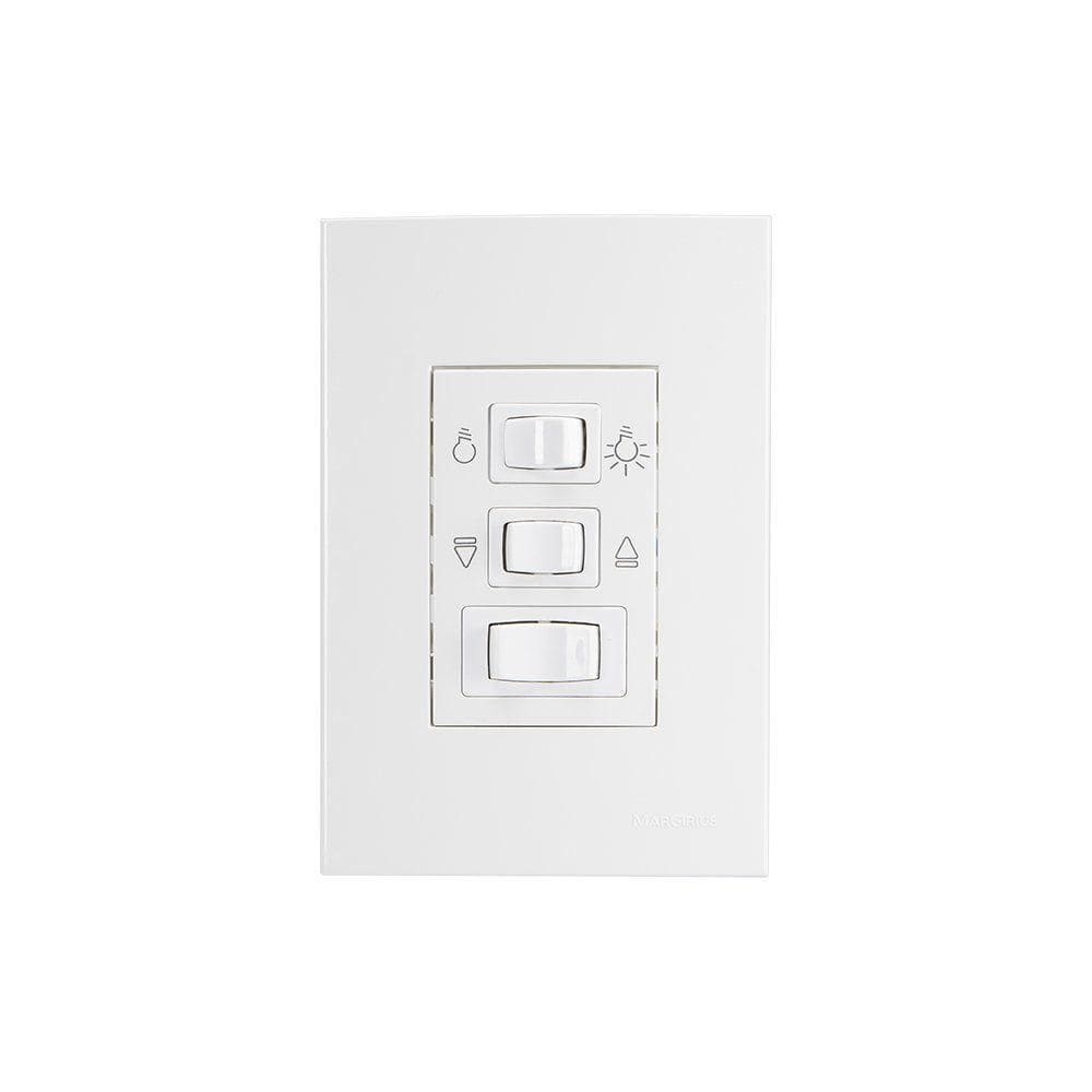 Controle De Ventilador Margirius Sleek 3 Velocidades Com Placa 4x2 Branco 127v