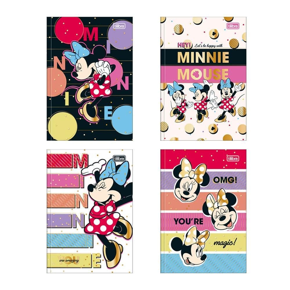 Caderno brochura capa dura 1/4 80 fls Minnie Tilibra