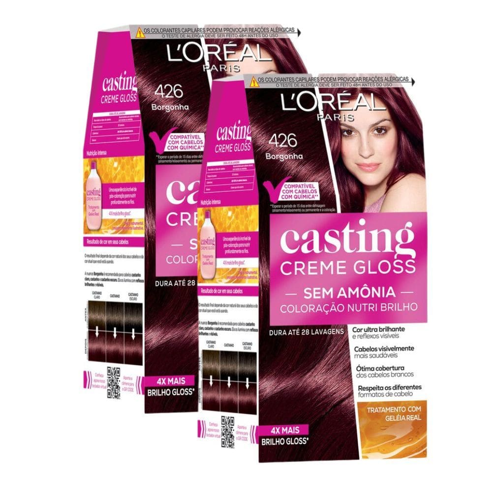 Kit 2 Tintura Casting Creme Gloss L`oréal Paris 426 Borgonha