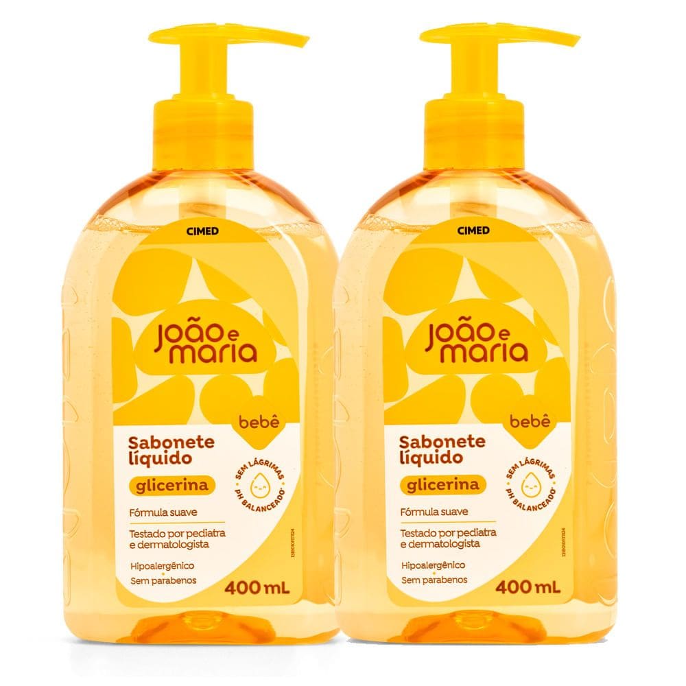 Kit 2 Sabonete Líquido Bebê João e Maria Glicerina 400ml