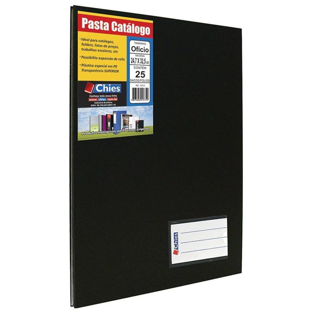 Pasta catálogo ofício 4005 preta com 25 plásticos Chies