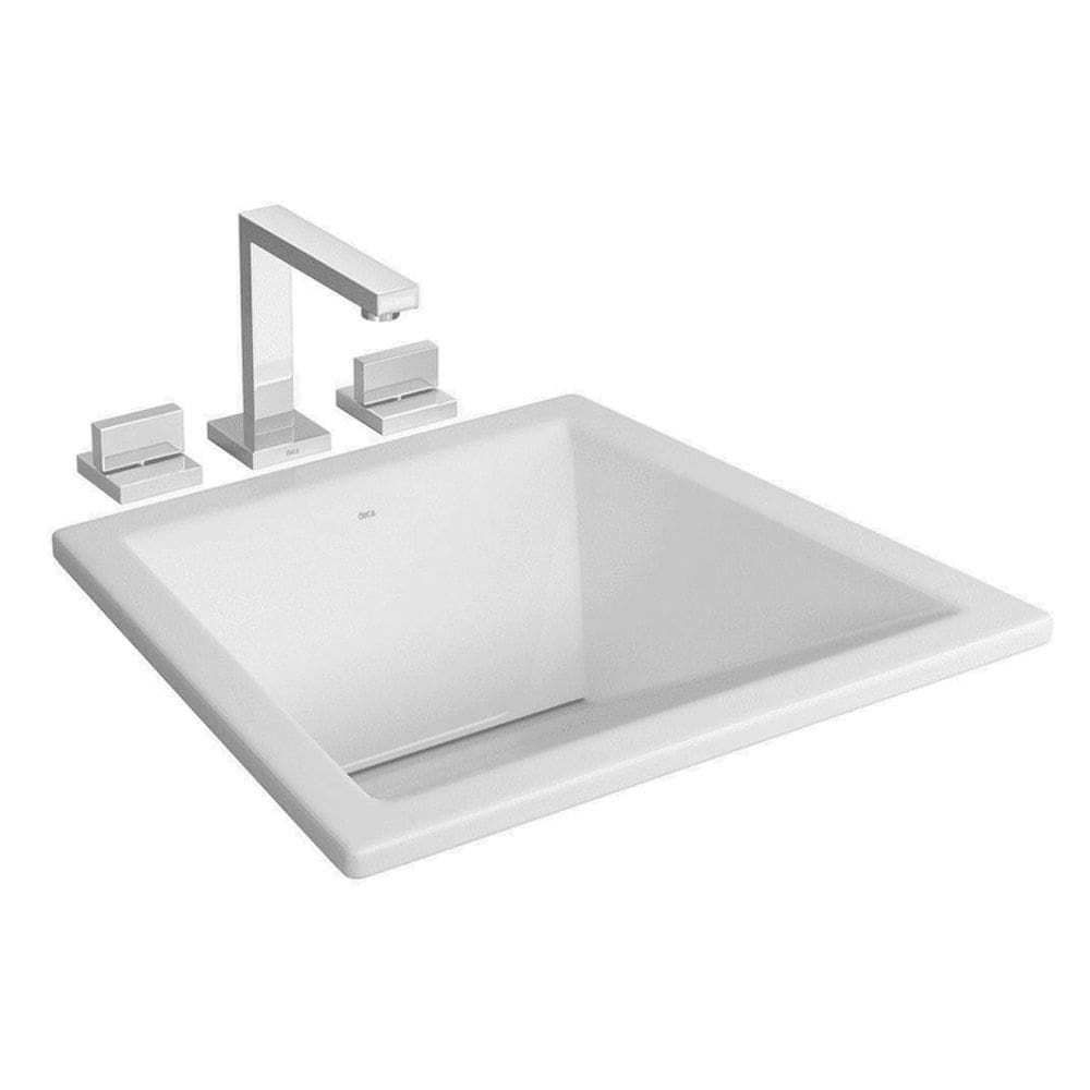 Cuba de Sobrepor Retangular Facetada Valcula Oculta 42,5X49,5cm Branco - L.1091.17