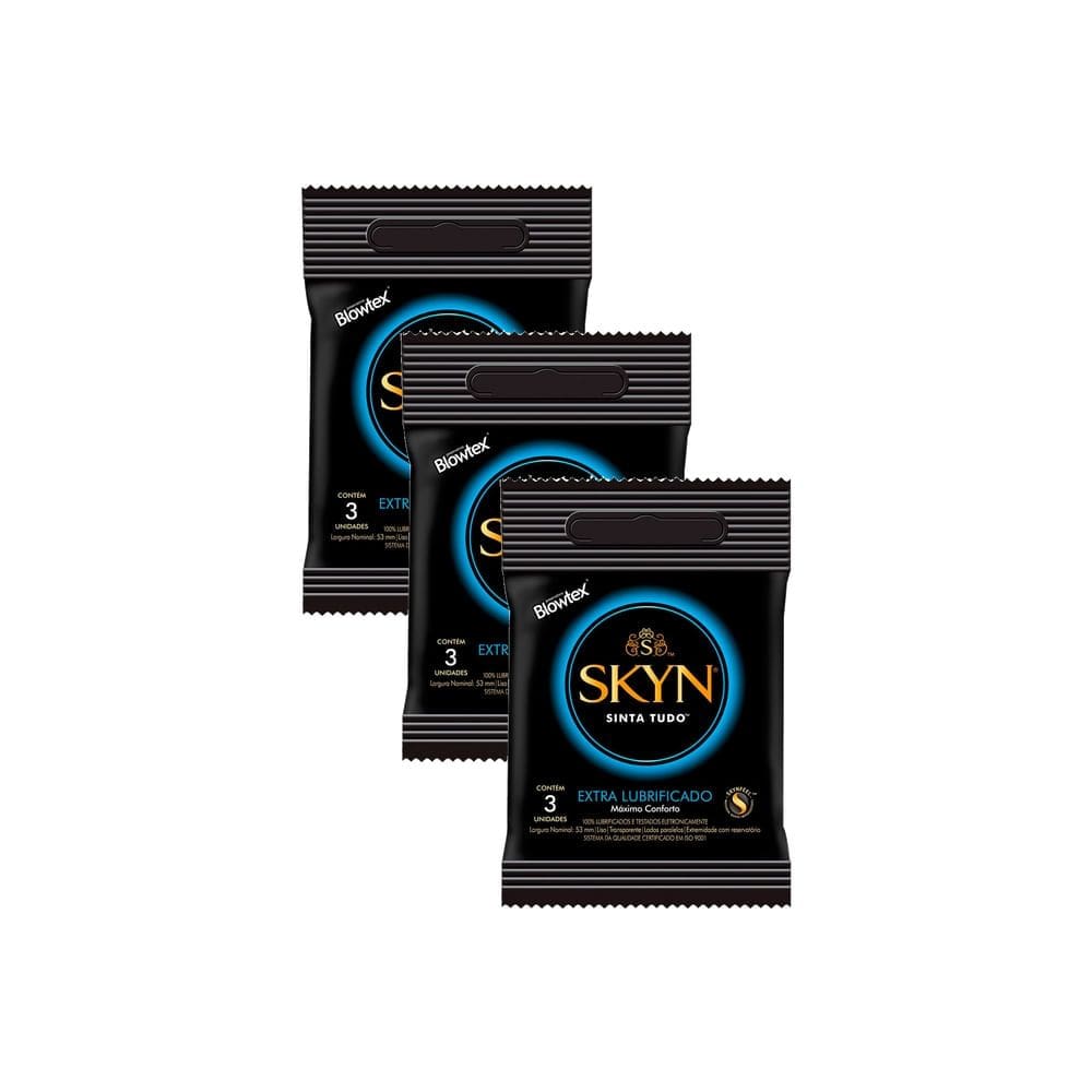 Kit 3 Preservativo Blowtex Skyn Extra Lubrificado 3 Unidades