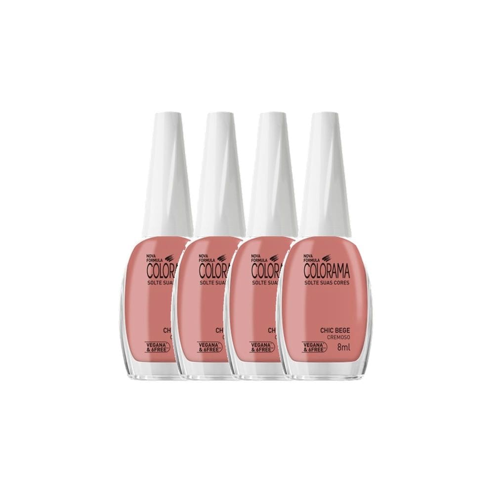 Kit 4 Esmalte Colorama Cor Chic Bege 8ml