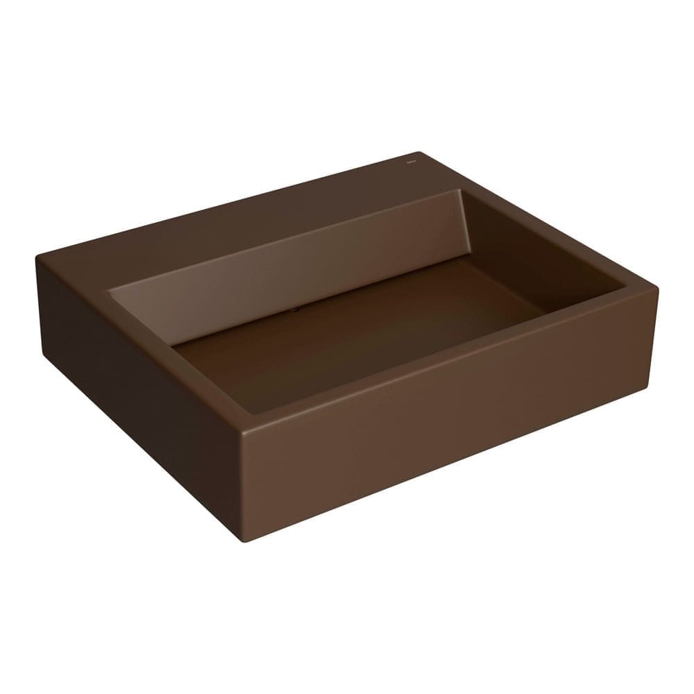 Lavatório Retangular com Mesa e Válvula Oculta 56X46cm Marrom Fosco - L.87.22