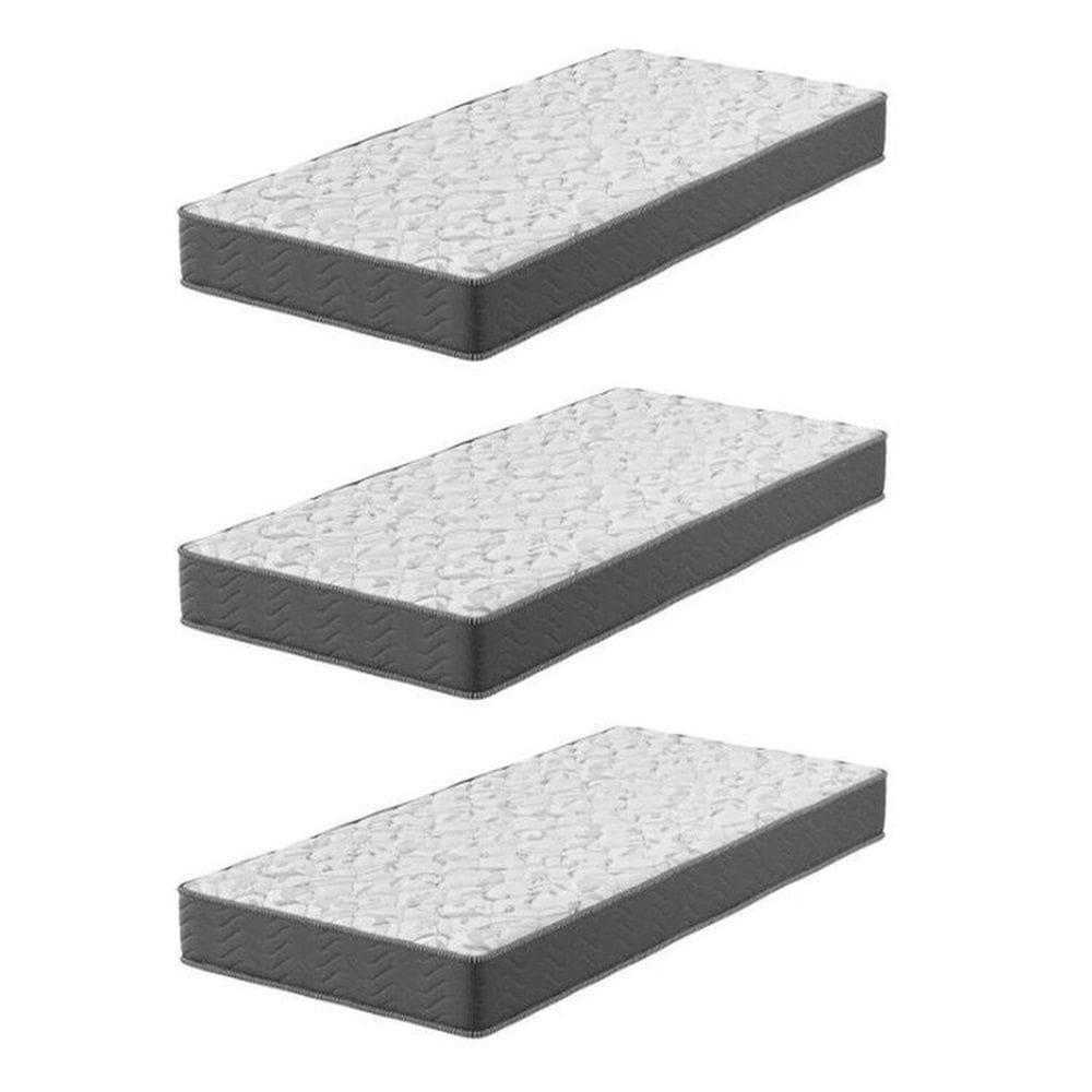Kit 3 Colchão Solteiro Montreal D28 88x188x17 Grafite Grafite