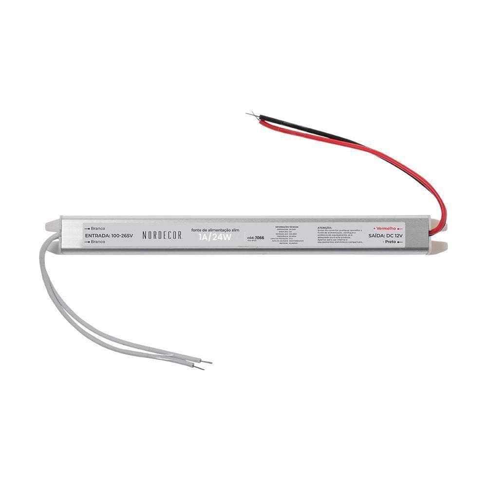 Fonte Slim Para Fita Led Nordecor 24v 1a - 24w Bivolt única