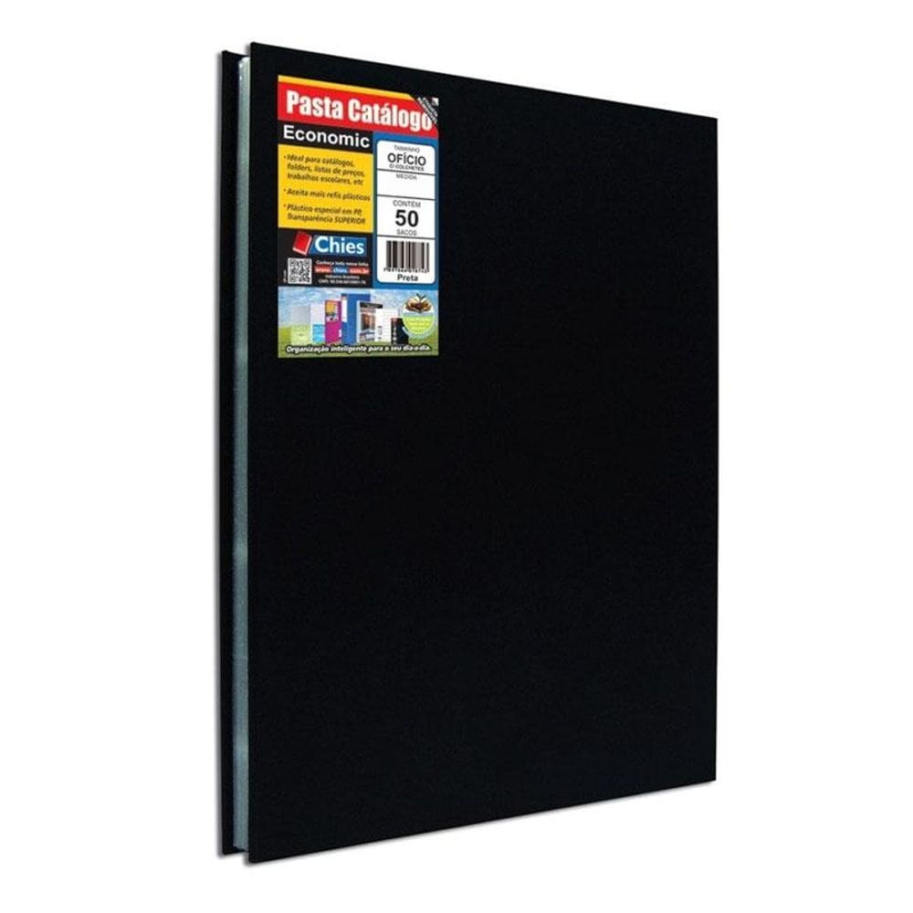 Pasta catálogo ofício economic 5178 preta 50 plásticos Chies