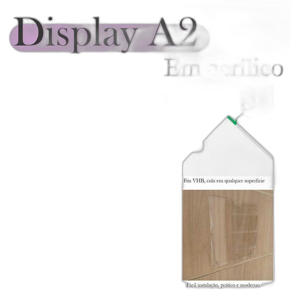 Display Parede Quadro Avisos Porta Folhas A2 Acrílico Horiz