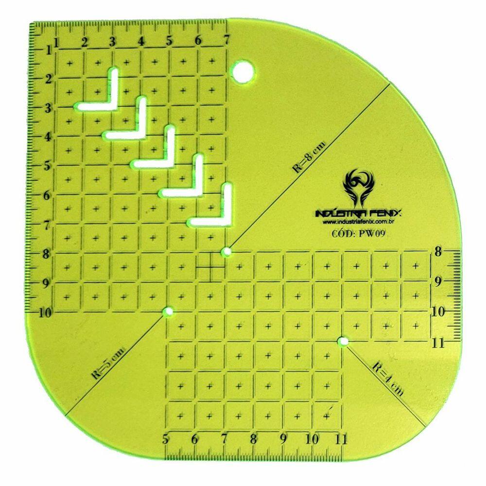 Régua Caixa Leite Gabarito Patchwork Pw9 15 Cm Verde Fenix