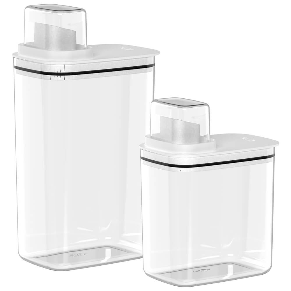 Jogo de Dispensers Herméticos com Tampa Medidora Flow 1,5L e 2,3L 2 peças Branco - Ou